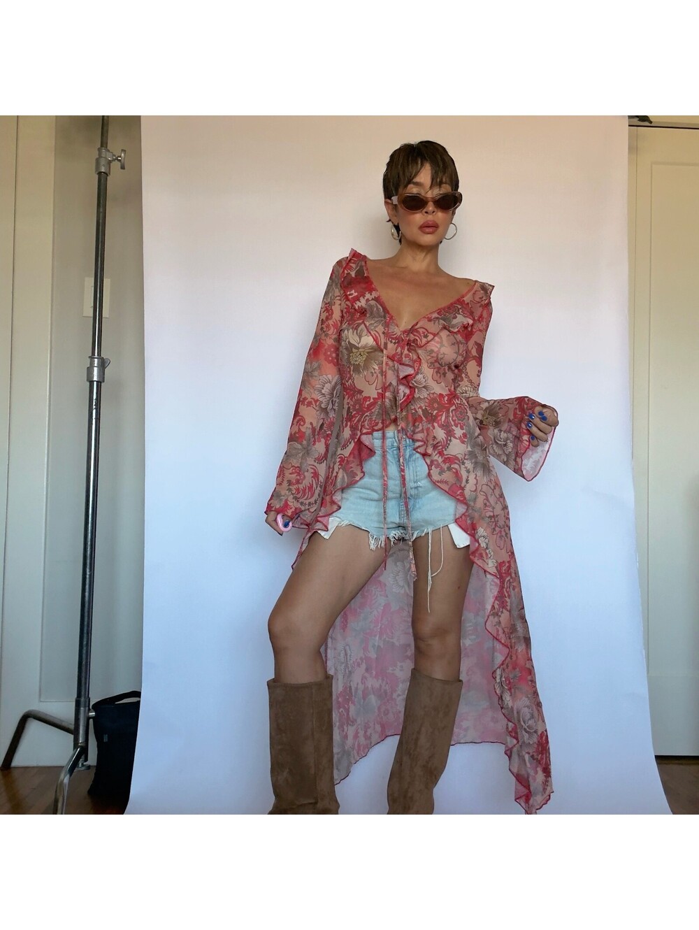 Y2K Floral Duster Top